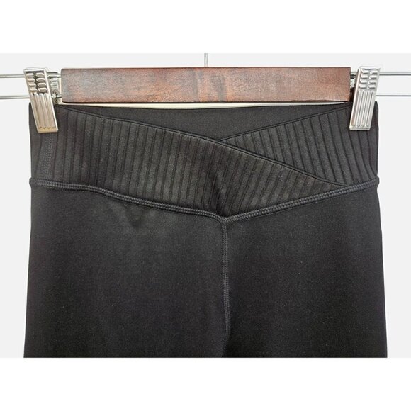 Zella Leggings Womens XS 0 2 4 Black Mid Rise Cross Over Waist Band Cropped NEW - Picture 2 of 9